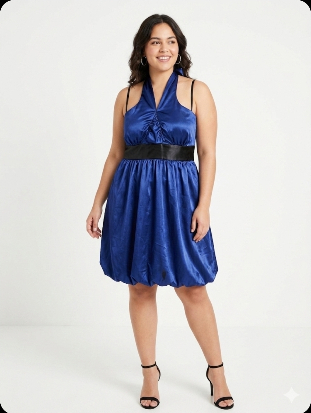 NWT Vintage Torrid Cobalt Blue Halter Bubble Hem Mini Dress Size 16